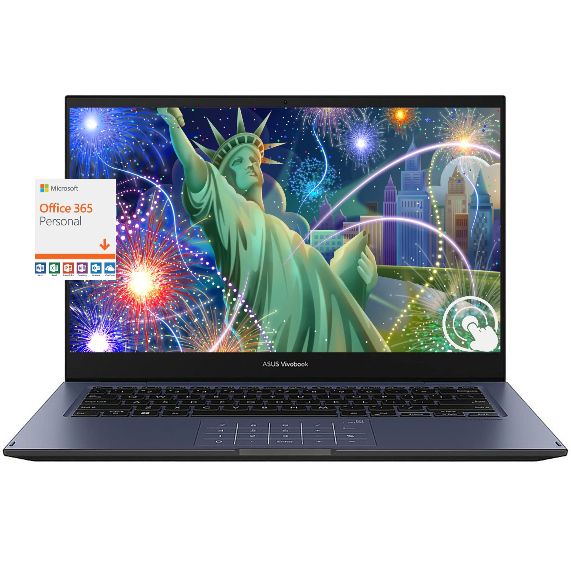 ASUS 2023 Newest Thin and Light VivoBook, 14 HD Touchscreen 2-in-1 Laptop, 4GB RAM, 256GB SSD, Intel Celeron Processor, NumberPad, Type-C,HDMI, Microsoft 365 Personal 1-Year Included, Windows 11 S