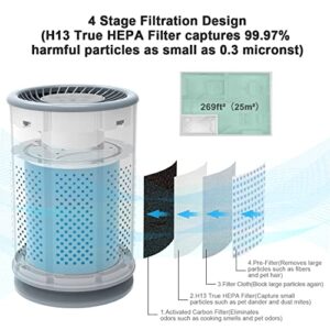 Air Purifier for Home up to 269sq ft/25㎡ Air Purifiers with True HEPA Filter for Bedroom, Living Room, Kitchen and Office