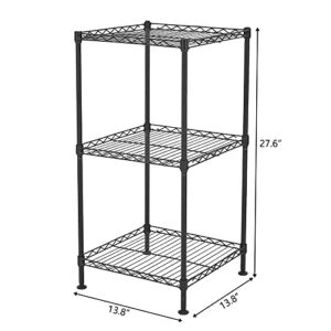 Storage Rack 3 Tier Black Wire Shelving Tower Tool Adjustable Utility Shelves Heavy Duty Standing Shelf Units for Laundry Bathroom Kitchen Pantry Closet