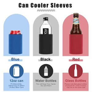 Desing Wish Bottom-Sealed 12oz Standard Can Cooler Sleeve Anti-Slip Neoprene Blank Drinks Insulator Sleeves for 12 16 oz Beverage Cans/Bottles (4 Pack Black)