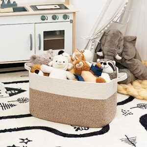 Goodpick Large Blanket Basket, Woven Basket for Storage Rectangle Dirty Clothes Basket for Laundry, Living Room, Nursery, Bedroom Rope Storage Basket for Blankets, Toys, 21.6" x 14.9" x 11.8", 65L