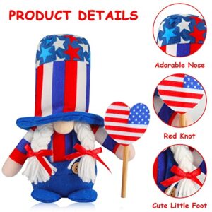 4th of July Decorations Gnomes, 2pcs Mr & Mrs. Gnomes Plush Memorial Veterans Armed Forces Day Decor, Handmade USA Gnome Tabletop Sign Ornaments Party Supplies for Fourth of July Patriotic Day