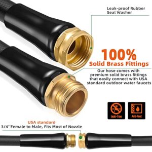 50 ft Hybrid Garden Hose–No Kink Lightweigh Flexible,Leakproof Water Hose with PVC Reliefs–5/8 in ID,3/4"Solid Brass Connectors-Rubber Car Hoses Pipe for outdoor Watering& Washing,600 Burst PSI