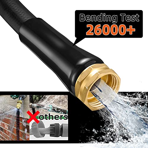 50 ft Hybrid Garden Hose–No Kink Lightweigh Flexible,Leakproof Water Hose with PVC Reliefs–5/8 in ID,3/4"Solid Brass Connectors-Rubber Car Hoses Pipe for outdoor Watering& Washing,600 Burst PSI