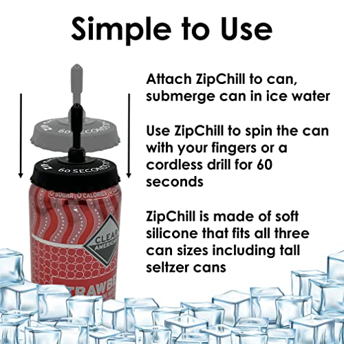 ZipChill Instant Beverage Spinner Chiller, Universal Can Cooler for Drinks, Rapidly Chills Beer and Soda Cans in 60 Seconds, No Batteries Required, Lightweight Small Portable