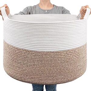 goodpick large cotton rope basket, 83l big woven storage basket, blanket organizers and storage, baby nursery laundry basket, extra large toy bin for storage, 21.7 x 13.8 inches