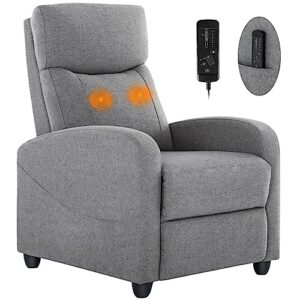 recliner chair for living room, fabric massage recliner chair winback single sofa home theater chairs adjustable modern reclining chair with padded seat backrest for adults (grey)