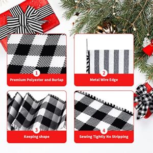 MuRealy Ribbon for Crafts Wired - Black and White Striped Polyester Wired Ribbon, 10 Yards 2.5 Inch Wired Ribbon, Christmas Ribbon Wired, Craft Ribbon for DIY Packaging, Wreath and Bow Decorative