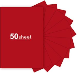 50 sheets red cardstock 8.5 x 11, 250gsm thick red cardstock paper for diy arts christmas cards making, red craft paper for invitations, stationary printing,scrapbook supplies (250gsm/92lb)