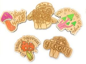 mushroom magnet set of 5, retro magnet set, refridgerator magnet set