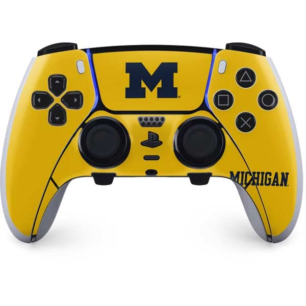 Skinit Gaming Decal Skin Compatible with PS5 DualSense Edge Pro Controller - Officially Licensed Michigan M Logo Yellow Design