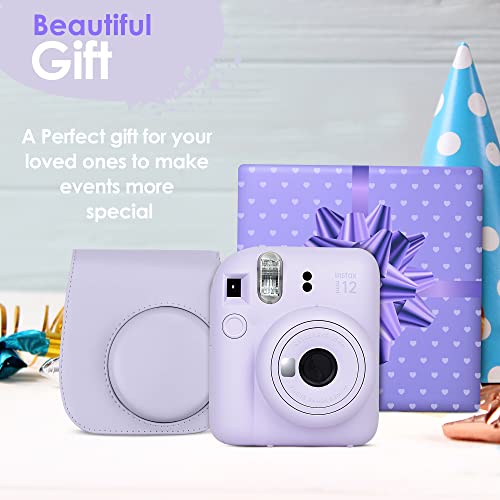 Fujifilm Instax Mini 12 Camera with Fujifilm Instant Mini Film (60 Sheets) Bundle with Deals Number One Accessories Including Carrying Case, Photo Album, Stickers (Pastel Blue)