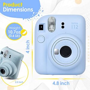 Fujifilm Instax Mini 12 Camera with Fujifilm Instant Mini Film (60 Sheets) Bundle with Deals Number One Accessories Including Carrying Case, Photo Album, Stickers (Pastel Blue)