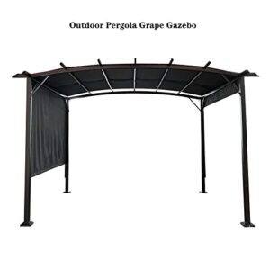 12 X 9 FT Gazebo Outdoor Waterproof Outdoor Grape Shade Canopy Tent with Retractable Shade Canopy, Sturdy Retractable Pergola for Grill, Yard, Commercial