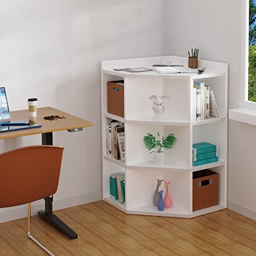 Corner Cabinet, Corner Cube Storage Organizer, Wooden Corner Bookshelf, Corner Cube Toy Storage with USB Ports, 9 Units Bookshelf for Playroom, Bedroom, Living Room