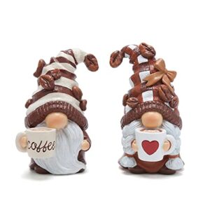 Hodao 2PCS Coffee Gnomes Coffee Bar Decor Accessories Spring Summer Swedish Tomte Elf Dwarf Figurines Spring Summer Gnome Decorations Gifts Fall Gnome Decor Indoor Home Decorations