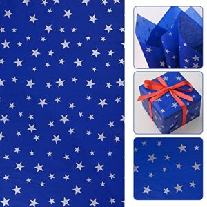 Bolsome 60 Sheets 20 * 20 Inches Silver Star Tissue Paper, Navy Blue Tissue Paper for Gift Wrapping for Birthday Baby Shower Patriotic Themed Party DIY Craft