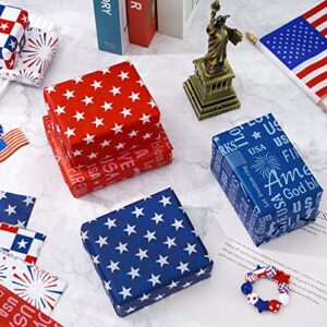 Whaline 120 Pcs Patriotic Tissue Paper Blue Red White Stars Stripe Wrapping Paper 4th of July Art Tissue Paper Art Crafts for DIY Gift Packaging Independence Day Party Decorations, 14x20 inch