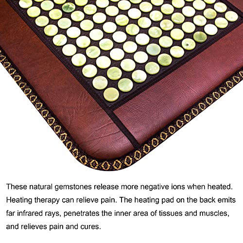 H&B Luxuries Infrared Natural Jade Heating Pad 180 Natural Jade Tourmaline Stones Heating Mat ，Gift for Dad/Mom/Grandpa/Lover/Friend/Colleague (JadeSeatBack)