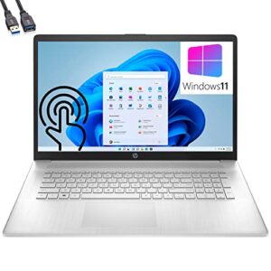 2023 hp 17 17.3" touchscreen hd+ laptop, 12th gen intel 10-core i7-1255u up to 4.7ghz, 16gb ddr4 ram, 512gb pcie ssd, 802.11ac wifi, bluetooth5.0, backlit kb, silver, windows 11, broag extension cable