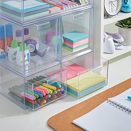 STORi Audrey Stackable Clear Bin Plastic Organizer Single Drawer | 4.5-Inches Tall | Organize Cosmetics and Beauty Supplies on a Vanity | Made in USA