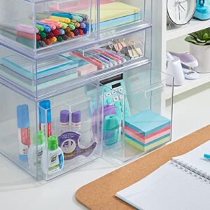 STORi Audrey Stackable Clear Bin Plastic Organizer Single Drawer | 6.75-Inches Tall | Organize Cosmetics and Beauty Supplies on a Vanity | Made in USA