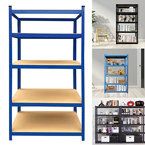 AUTOFU Shelf Organizer - Garage Shelves, Heavy Duty Metal Shelving Unit, Storage Shelf, Utility Rack, Standing Racking Units for Kitchen Pantry Closet Workshop Shed, 5 Tier, 59x28x12inch(H*W*D), Blue