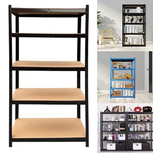 shelf organizer - garage shelves, heavy duty metal shelving unit, storage shelf, utility rack, standing racking units for kitchen pantry closet workshop shed, 5 tier, 66x30x12inch(h*w*d), black