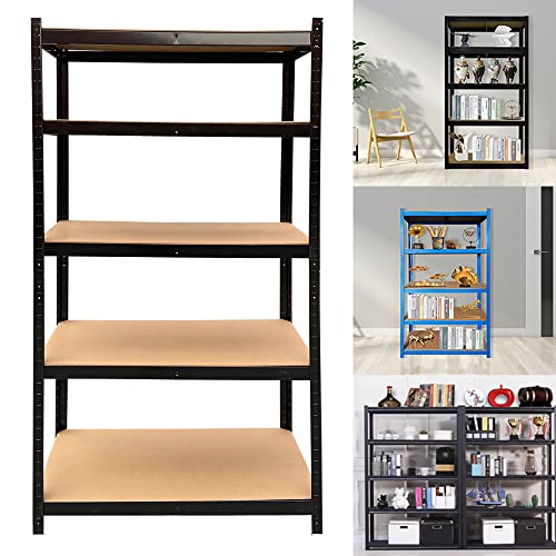 Shelf Organizer - Garage Shelves, Heavy Duty Metal Shelving Unit, Storage Shelf, Utility Rack, Standing Racking Units for Kitchen Pantry Closet Workshop Shed, 5 Tier, 66x30x12inch(H*W*D), Black