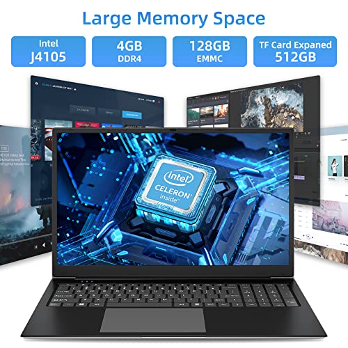 SGIN 17 Inch Laptop, Windows 11 Laptops with IPS Display, 4GB RAM 128GB SSD Computer, Intel Celeron Quad Core J4105(Up to 2.5 GHz), Mini HDMI, Webcam, Dual Wi-Fi, 512GB Expansion