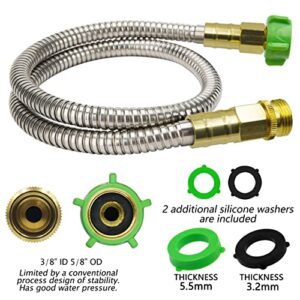 YANWOO 304 Stainless Steel 5ft Short Garden Hose with Female to Male Metal Connector, Flexible & Lightweight Water Hose, Drinking Water Safe (5ft)