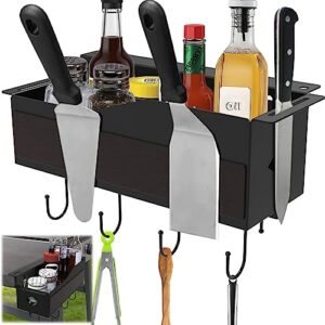upgrade griddle caddy for blackstone 28"/36" griddles,grill caddy with magnetic tool holder&knife holder,space saving grill accessories storage for blackstone griddle,black