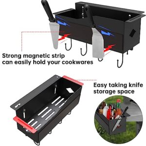 Upgrade Griddle Caddy for Blackstone 28"/36" Griddles,Grill Caddy with Magnetic Tool Holder&Knife Holder,Space Saving Grill Accessories Storage for Blackstone Griddle,Black