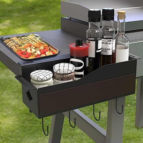 Upgrade Griddle Caddy for Blackstone 28"/36" Griddles,Grill Caddy with Magnetic Tool Holder&Knife Holder,Space Saving Grill Accessories Storage for Blackstone Griddle,Black