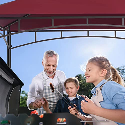 FAB BASED 5x8 Grill Gazebo Canopy for Patio, Outdoor BBQ Gazebo with Shelves, Barbeque Grill Canopy (Red)