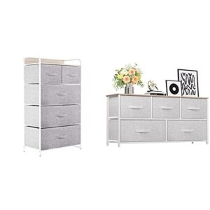 yitahome fabric dresser with 5 drawers - storage tower & 5 drawer dresser - fabric storage tower, organizer unit