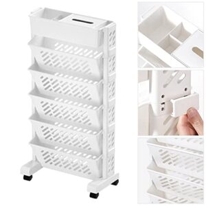 fotabpyti mobile bookshelf, plastic rolling organization shelf practical rotatable for home (6 layer)