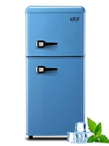 krib bling refrigerator with freezer 3.5 cu.ft with 7 level adjustable thermostat control 2 door energy saving top-freezer compact refrigerator blue