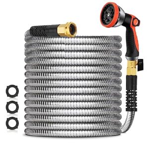 garden hose 100 ft metal - flexible garden hose stainless steel water hose no kink and tangle outdoor heavy duty collapsible water pipe
