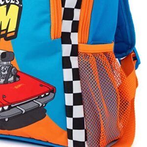 Hot Wheels Kids Backpack | Girls Boys Orange Blue Car Race Wheels Rucksack | Luggage Sports School Bag with Adjustable Straps | Racer Merchandise Gifts