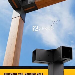 ZEKOO Pergola Kit Slotted Design Outdoor Pergola Brackets with End Cap Corner, 3-Way Right Angle Corner Bracket with 4 Post Base for Wood Lumber 4x4 (Actual: 3.5"x3.5")