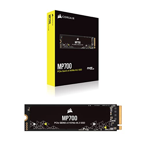 Corsair MP700 2TB PCIe Gen5 x4 NVMe 2.0 M.2 SSD – High-Density TLC NAND – Aluminum Heatsink – M.2 2280 – DirectStorage Compatible – Up to 10,000MB/sec – PCIe Gen4 & Gen3 Backwards Compatible – Black