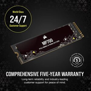 Corsair MP700 2TB PCIe Gen5 x4 NVMe 2.0 M.2 SSD – High-Density TLC NAND – Aluminum Heatsink – M.2 2280 – DirectStorage Compatible – Up to 10,000MB/sec – PCIe Gen4 & Gen3 Backwards Compatible – Black