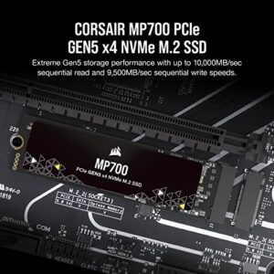 Corsair MP700 2TB PCIe Gen5 x4 NVMe 2.0 M.2 SSD – High-Density TLC NAND – Aluminum Heatsink – M.2 2280 – DirectStorage Compatible – Up to 10,000MB/sec – PCIe Gen4 & Gen3 Backwards Compatible – Black