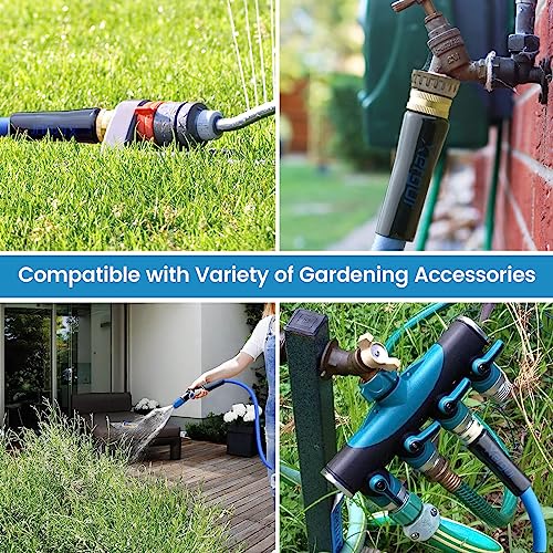 Flexible Garden Hose Water Pipe, 25FT Water Hose with Solid Brass Fittings, Durable No Kink Outdoor Hose Swivel Grip Heavy Duty Hose Pipe for Gardening Lawn Car Pet Washing, Blue