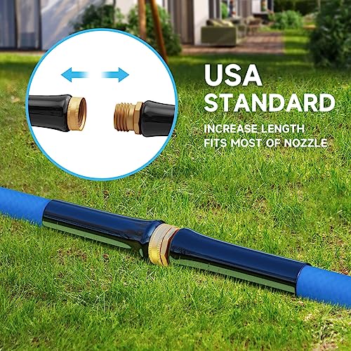 Flexible Garden Hose Water Pipe, 25FT Water Hose with Solid Brass Fittings, Durable No Kink Outdoor Hose Swivel Grip Heavy Duty Hose Pipe for Gardening Lawn Car Pet Washing, Blue