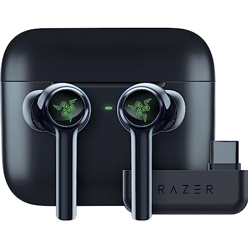 Razer New Hammerhead Pro HyperSpeed Wireless Gaming Earbuds for PC, Playstation, Switch, Mobile: Adjustable ANC - Fast Wireless Charging Case - 30 Hr Battery - Bluetooth 5.3 - Chroma RGB - Black