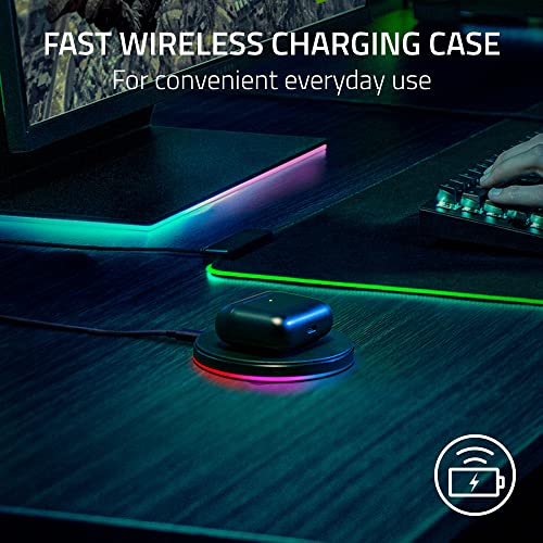 Razer New Hammerhead Pro HyperSpeed Wireless Gaming Earbuds for PC, Playstation, Switch, Mobile: Adjustable ANC - Fast Wireless Charging Case - 30 Hr Battery - Bluetooth 5.3 - Chroma RGB - Black