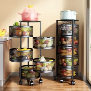 QUANJJ Multi-Layer Kitchen Storage Rack Rotating Basket cart Vegetable and Fruit Rack Kitchen Bathroom Storage Rack (Color : D, Size : 60cm*30cm)