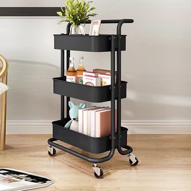 QUANJJ Kitchen Storage Rack Living Room Bathroom Office Rack Trolley Food Clothes Storage Box 3 Tiers (Color : D, Size : 86cm*42cm)